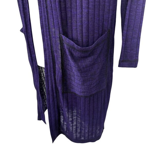 Chicos Zenergy Purple Longline Duster Hooded Cardigan Ribbed Sweater Thin 0/ S - Picture 8 of 15